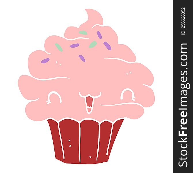 cute flat color style cartoon frosted cupcake