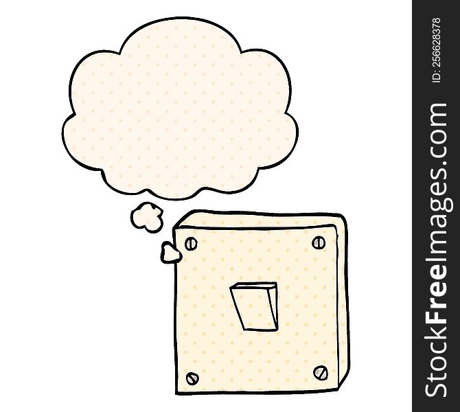 cartoon light switch with thought bubble in comic book style