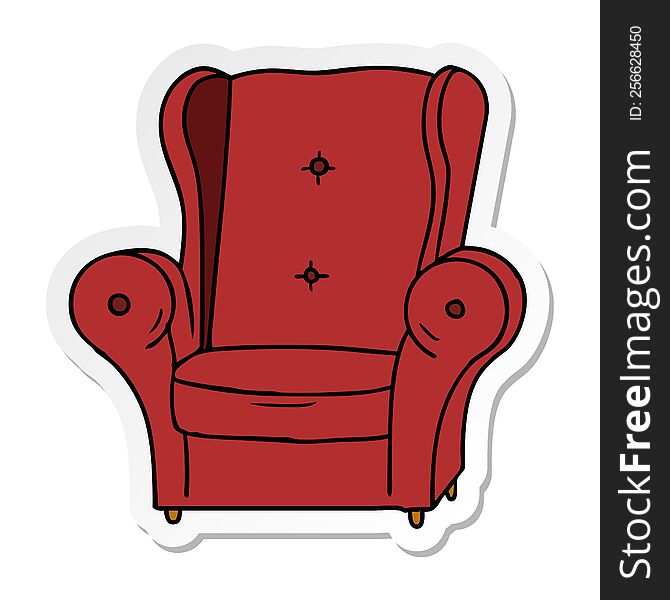 Sticker Cartoon Doodle Of An Old Armchair