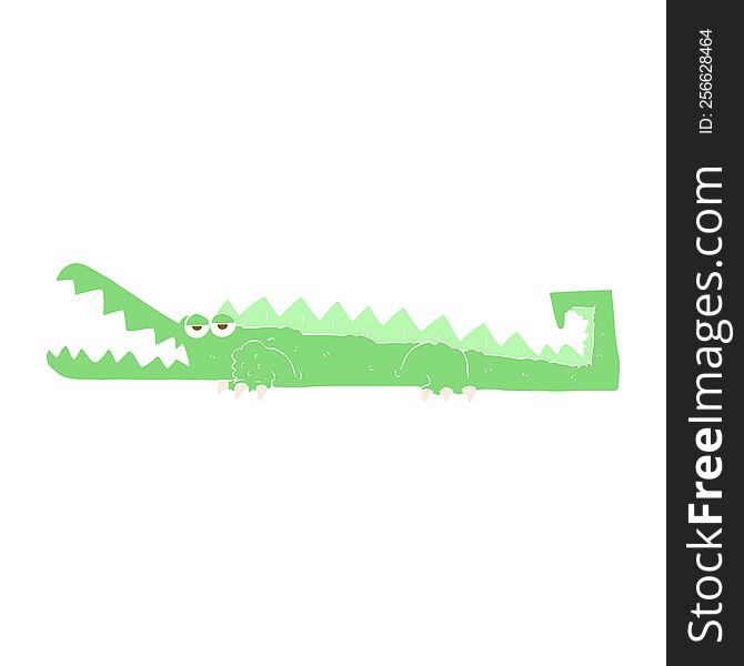 Flat Color Illustration Of A Cartoon Crocodile