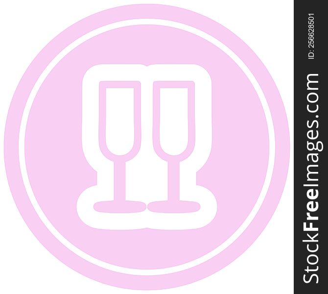 champagne glasses circular icon symbol