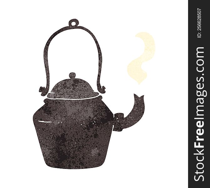 freehand retro cartoon old black kettle
