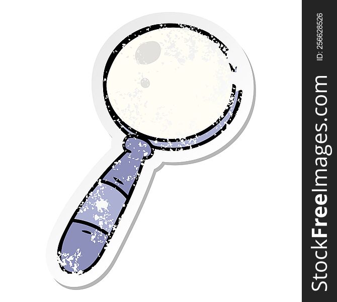 hand drawn distressed sticker cartoon doodle of a magnifying glass