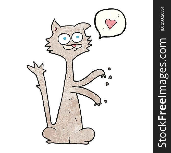 Speech Bubble Textured Cartoon Cat Scratching