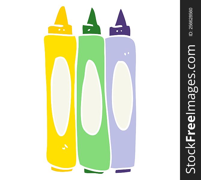 flat color illustration of crayons. flat color illustration of crayons