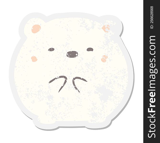Cartoon Polar Bear Grunge Sticker