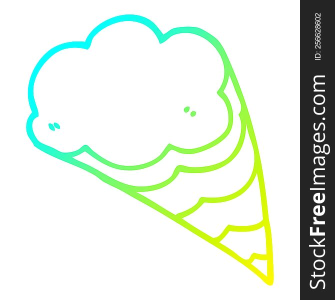 cold gradient line drawing of a cartoon decorative cloud element