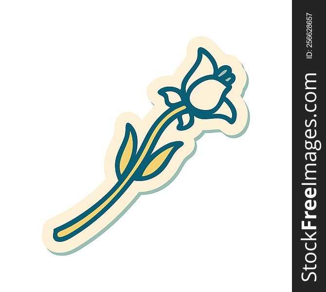 sticker of tattoo in traditional style of a lily. sticker of tattoo in traditional style of a lily