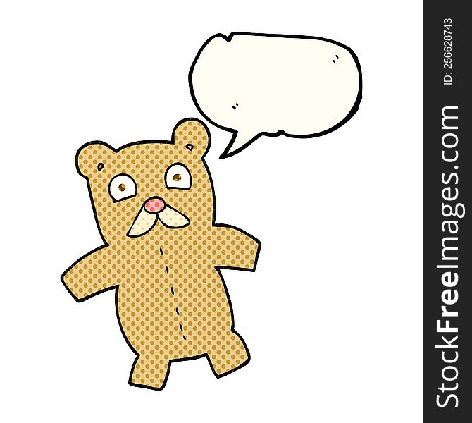 freehand drawn comic book speech bubble cartoon teddy bear
