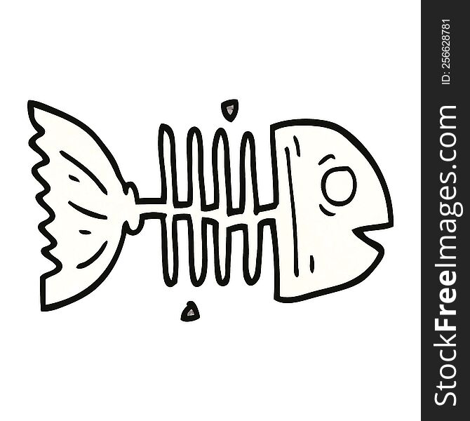 cartoon doodle fish bones