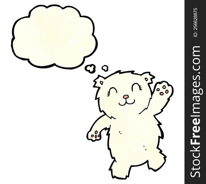 Cartoon Waving Polar Bear With Thought Bubble