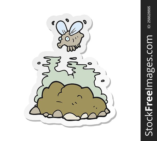 sticker of a cartoon fly and manure