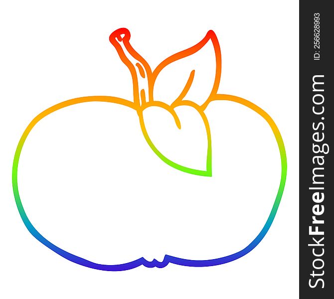 rainbow gradient line drawing of a cartoon juicy apple