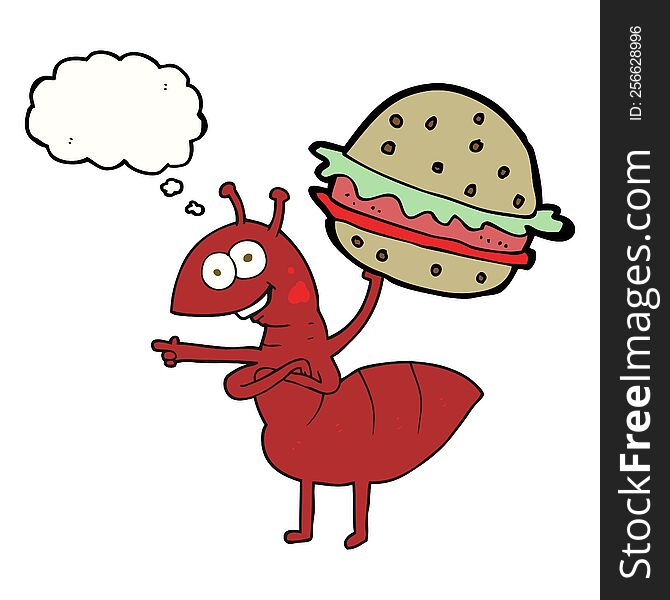 Thought Bubble Cartoon Ant Carrying Food