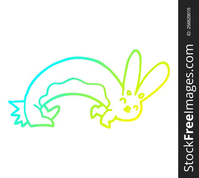 Cold Gradient Line Drawing Funny Cartoon Rabbit