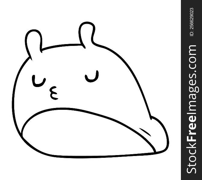 line drawing illustration kawaii fat cute slug. line drawing illustration kawaii fat cute slug