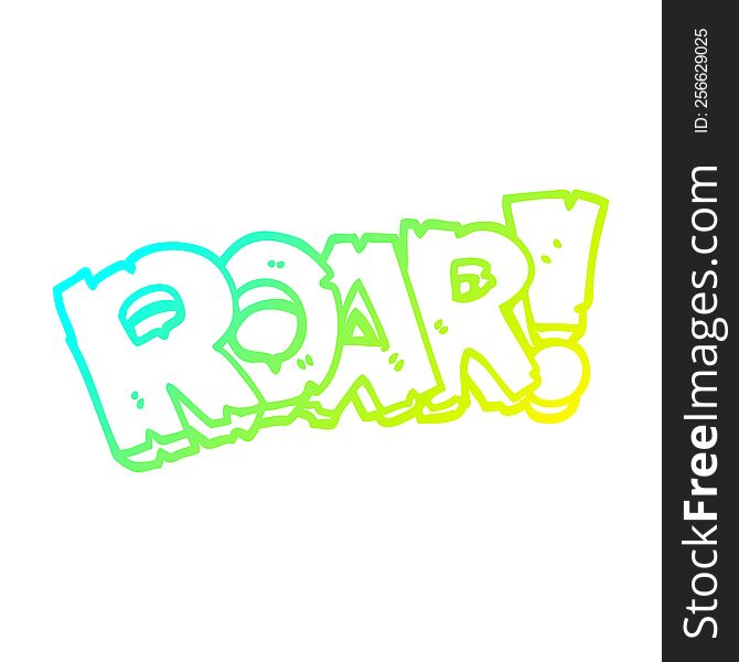 cold gradient line drawing of a cartoon roar sign
