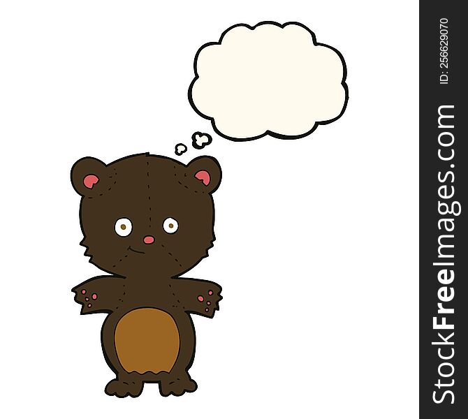 cartoon black bear cub with thought bubble