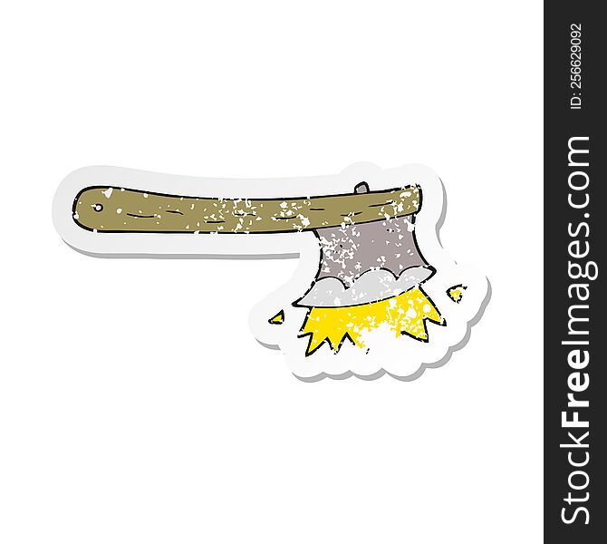 retro distressed sticker of a cartoon striking axe