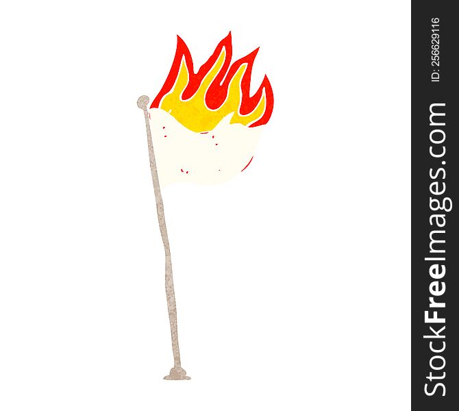 cartoon burning flag on pole