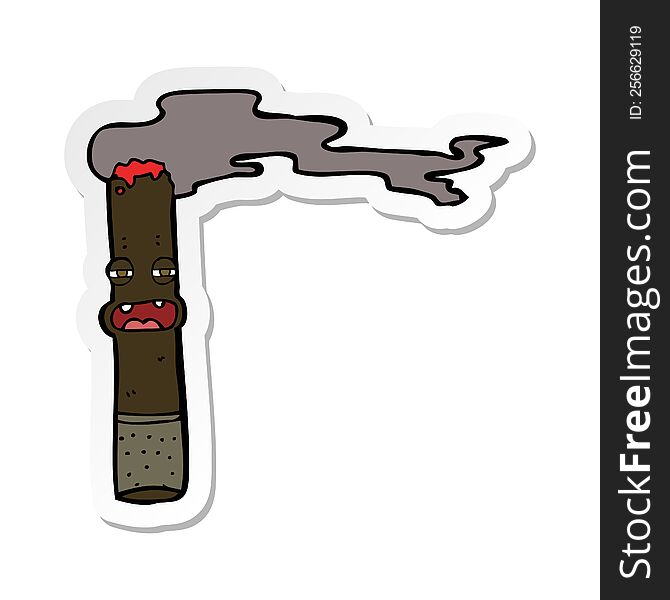 Sticker Of A Cartoon Cigar Character
