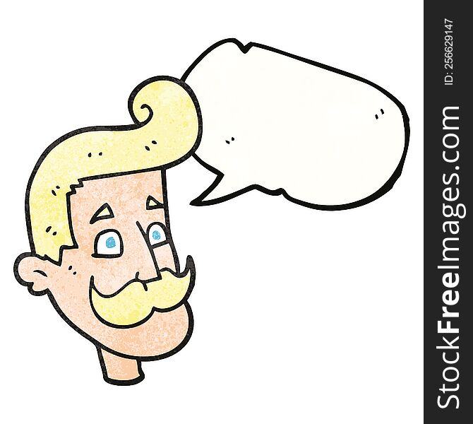 Speech Bubble Textured Cartoon Man With Mustache