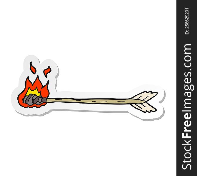 Sticker Of A Cartoon Flaming Arrow
