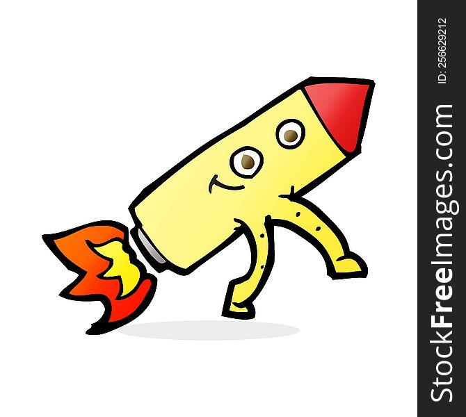 cartoon happy rocket