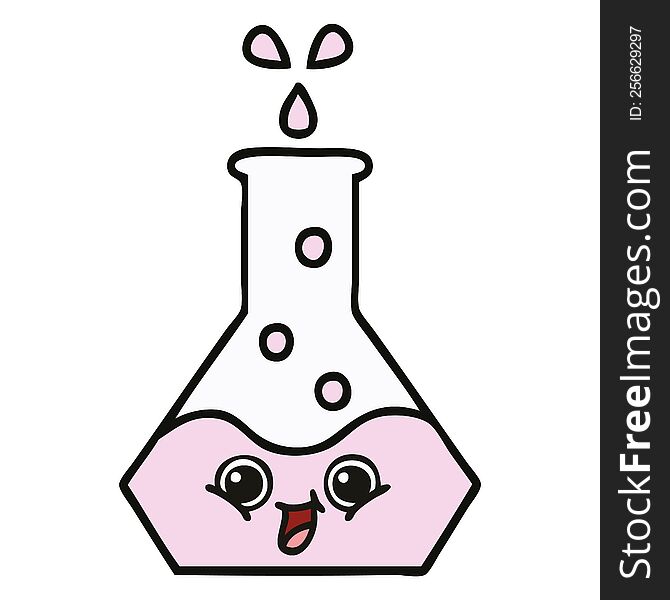 cute cartoon of a science beaker. cute cartoon of a science beaker