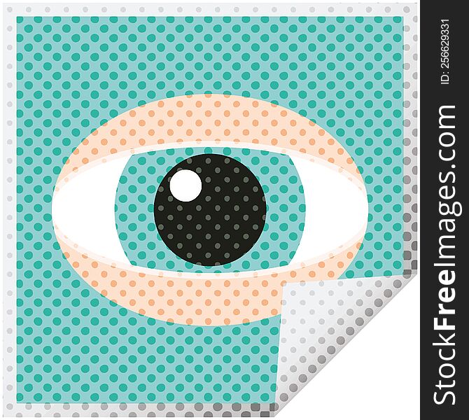 staring eye graphic vector illustration square sticker. staring eye graphic vector illustration square sticker
