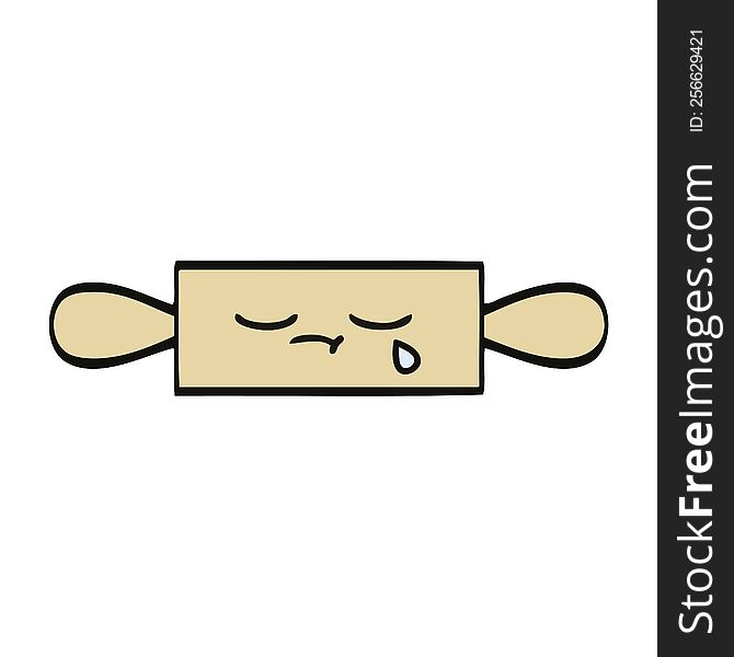 cute cartoon of a rolling pin. cute cartoon of a rolling pin