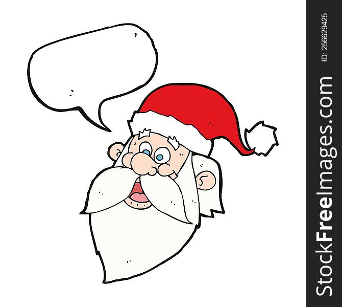Cartoon Jolly Santa Claus Face With Speech Bubble