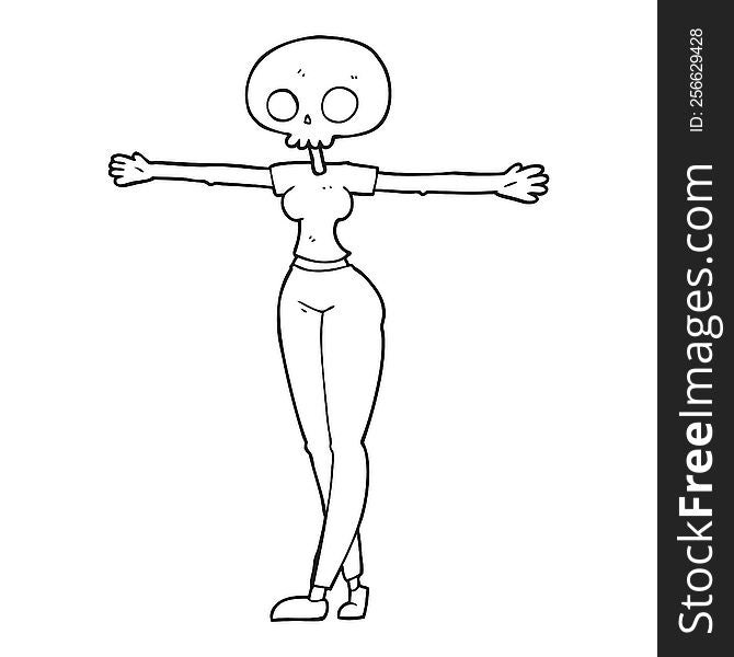 black and white cartoon zombie woman