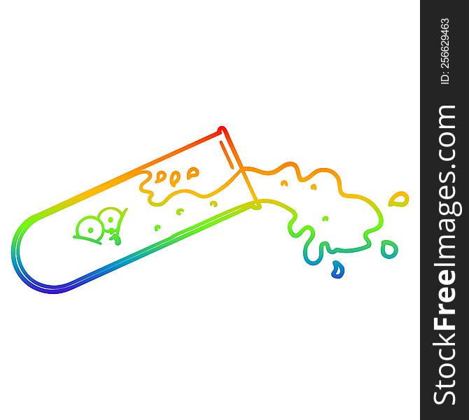 Rainbow Gradient Line Drawing Cartoon Test Tube Spilling