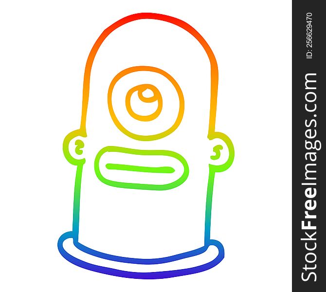 rainbow gradient line drawing of a cartoon alien man