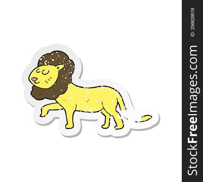 Retro Distressed Sticker Of A Cartoon Lion