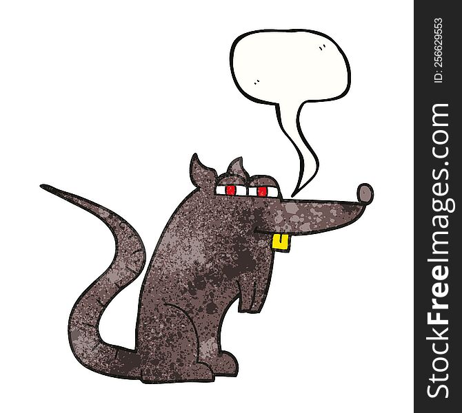 Speech Bubble Textured Cartoon Evil Rat