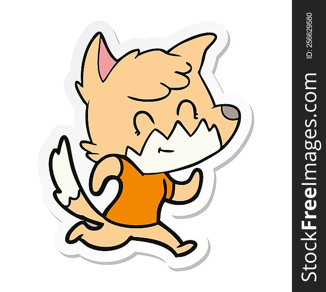sticker of a cartoon friendly fox