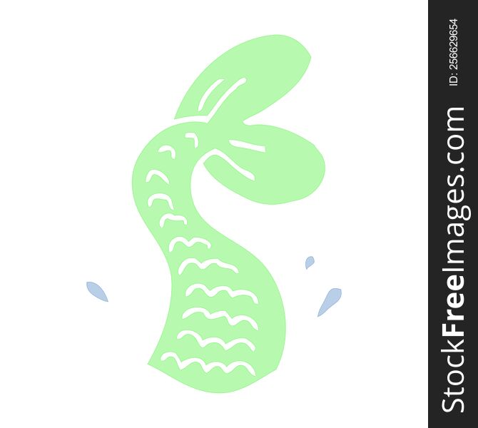 Flat Color Illustration Cartoon Mermaid Tail