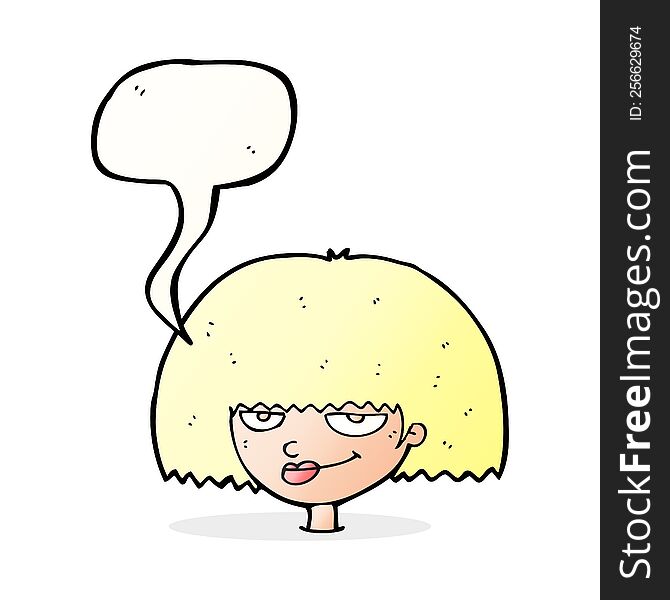 cartoon mean female face with speech bubble