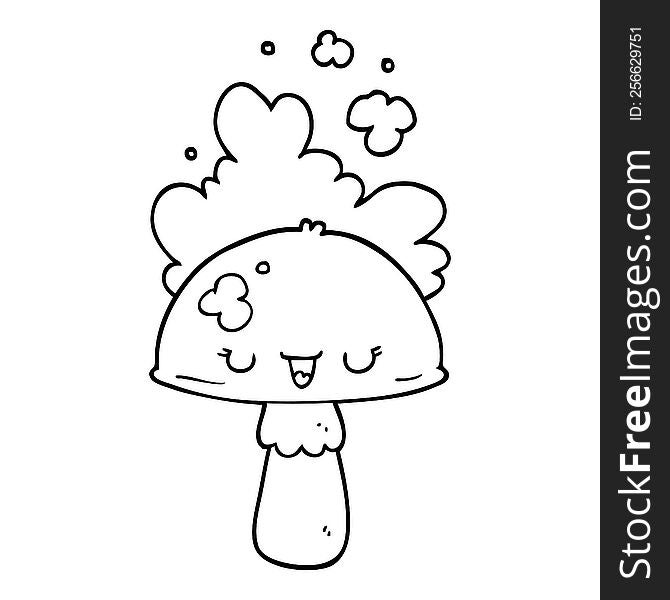 cartoon mushroom with spoor cloud