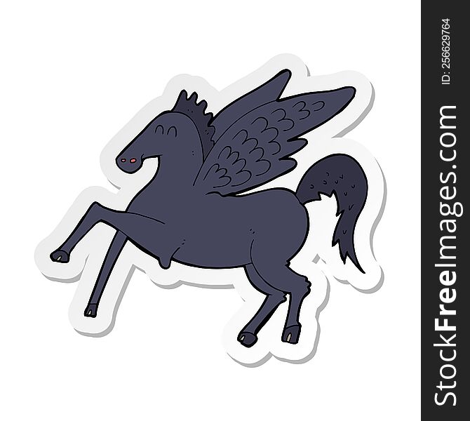 Sticker Of A Cartoon Magic Flying Horse