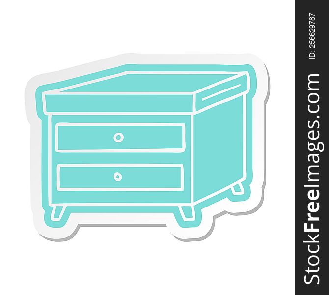 cartoon sticker of a bedside table