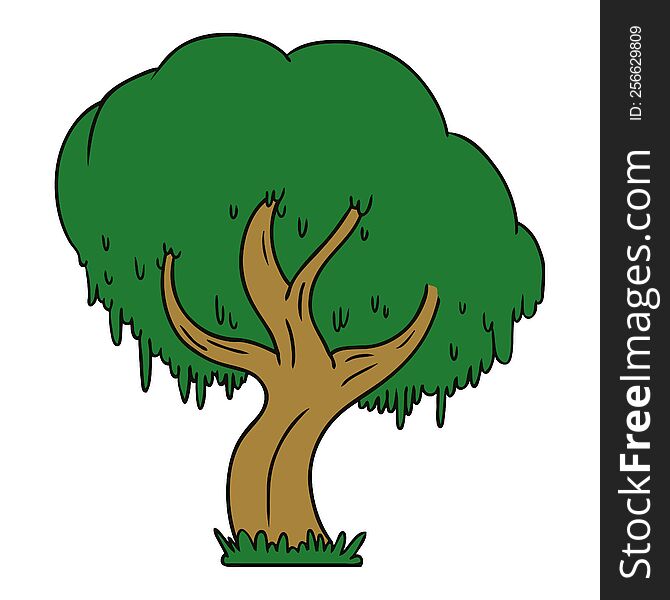 Cartoon Doodle Of A Green Tree