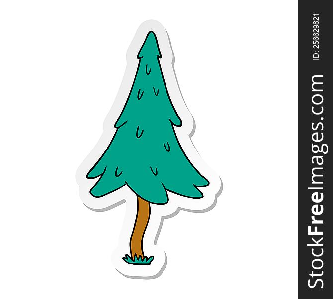 hand drawn sticker cartoon doodle of woodland pine trees