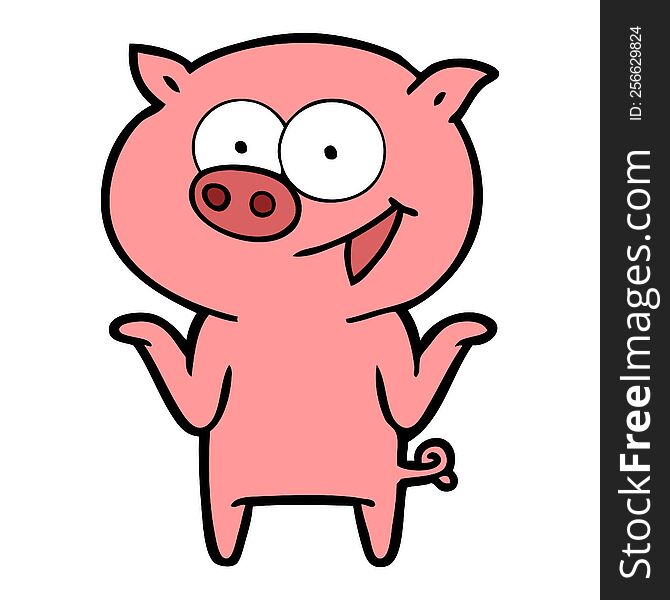 cartoon pig with no worries. cartoon pig with no worries