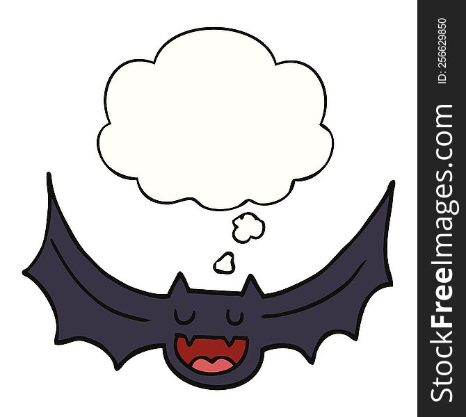 cartoon bat with thought bubble. cartoon bat with thought bubble