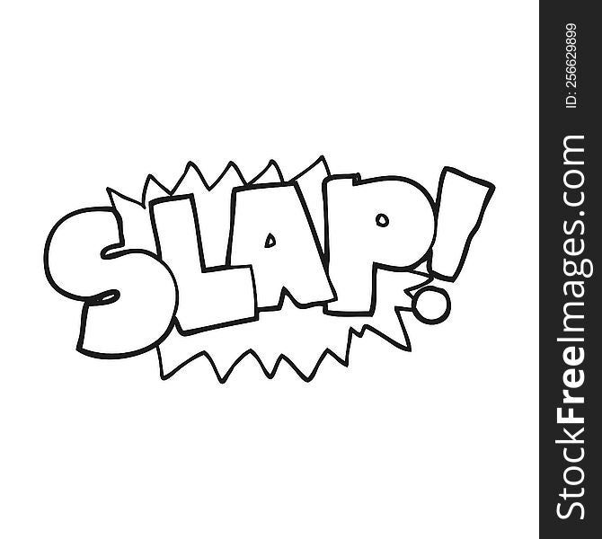 freehand drawn black and white cartoon slap symbol
