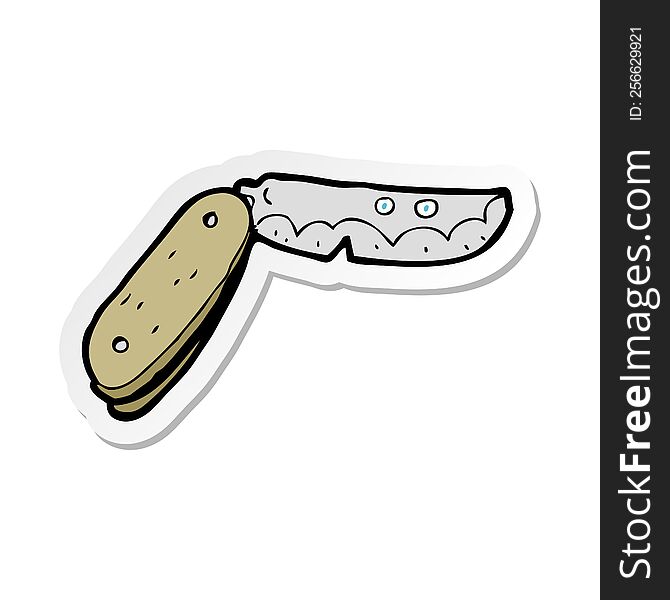 Sticker Of A Cartoon Folding Knife