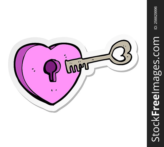 sticker of a cartoon heart with keyhole